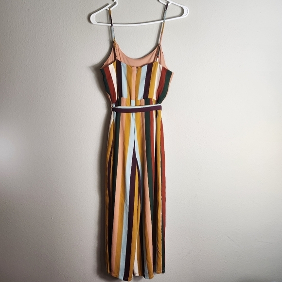 Lily Black Womens Multicolor Stripe Cropped Wide Leg Jumpsuit-Size S - Picture 5 of 8